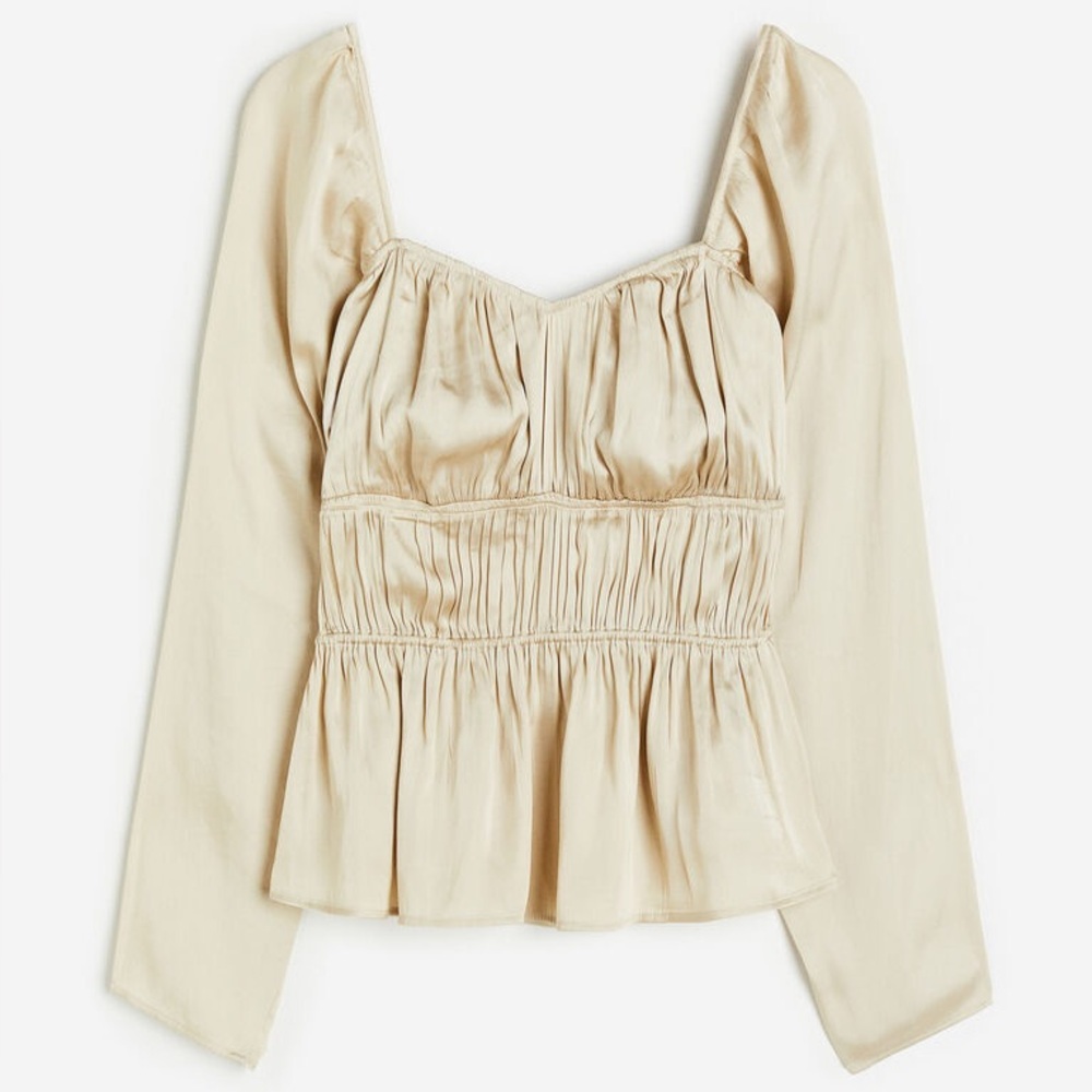 H&M | Women’s Satin Elegant Champagne Cream Blouse XS